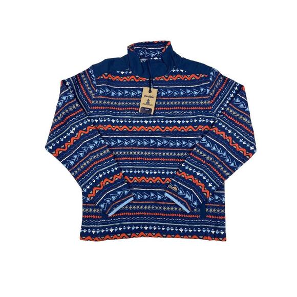 Chubbies Long Sleeve The Trail Mix Quilted Quarter Zip Jersey Pullover in Blue M - Picture 1 of 5